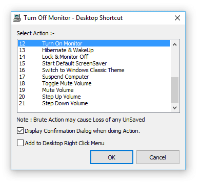 Control Monitor of Windows 10 Computer with Desktop Shortcuts