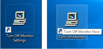 Desktop Shortcuts Created by Turn Off Monitor Software