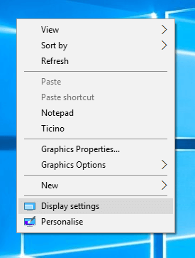 Display settings from Right Click on Desktop to Control Dual or Multiple Monitors connected to a Windows Computer