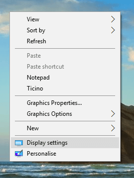 Launch Display Settings from Right Click Menu of Desktop on Windows 10