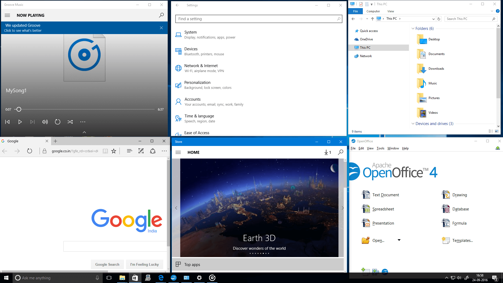 Multiple Windows Arranged Side by Side on Desktop