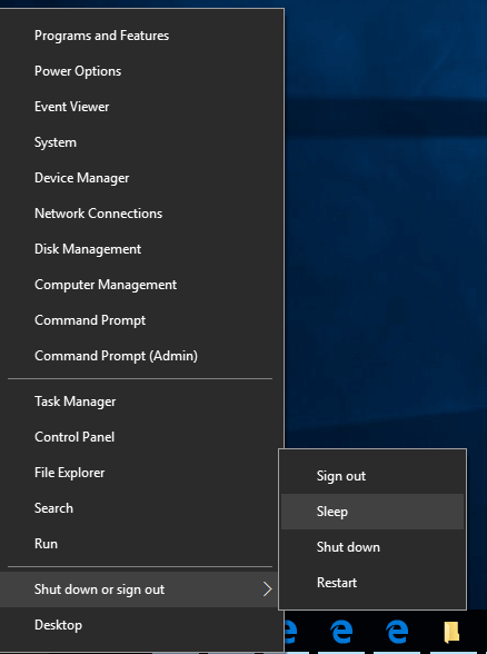 Send a Windows 10 Computer to Sleep Mode