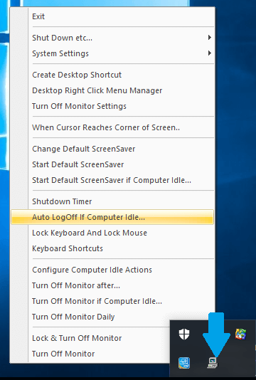 Turn Off Monitor Notification Menu to Auto LogOff Current User