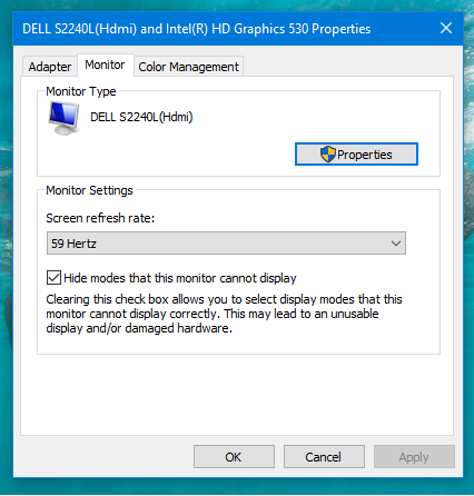 Change Refresh Rate of Monitor in Windows 10