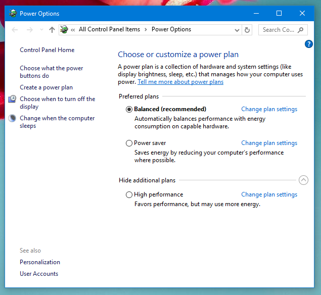 Choose appropriate Power Plan in Windows 10 to Save Energy