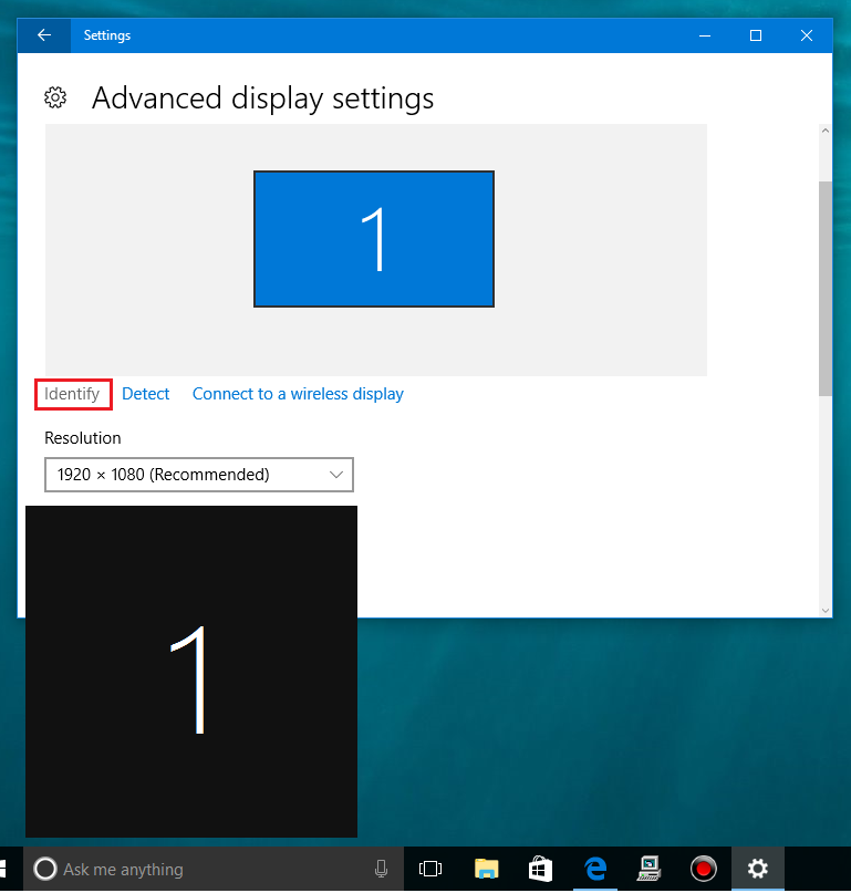 Identify the Monitor Number in Windows 10