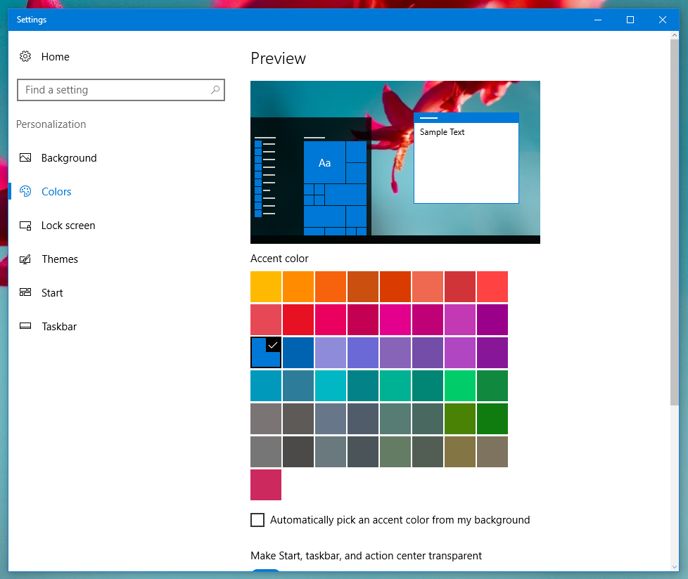 Personalize the Desktop using a Colour Scheme in Windows 10