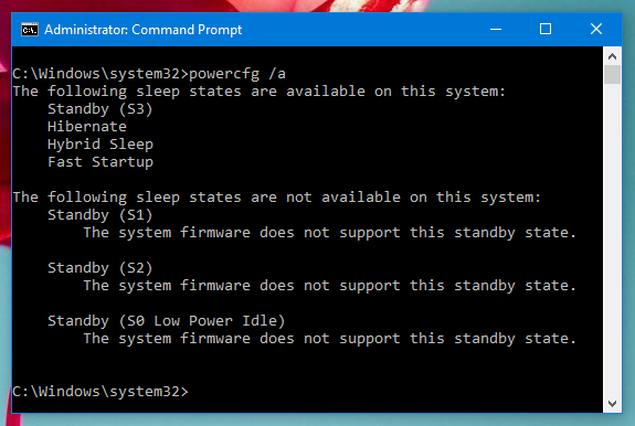 Powercfg Command in Windows to View the Configured Sleep States of the Computer